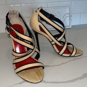 Charles Jourdan Paris High Heel Raffia Sandals size 6.5